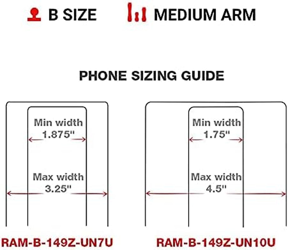 X-Grip Large Phone Mount with Handlebar U-Bolt Base RAM-B-149Z-UN10U with Medium Arm for Motorcycle, ATV/UTV, Bike