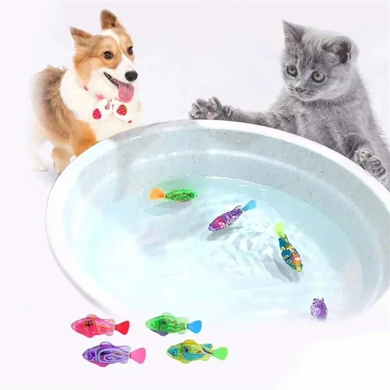 Cat Toys Interactive Robot Fish LED Lighted Water Activated Cat Electric Swimming Fish Toy Kitten Cat Fish Toy with LED Light