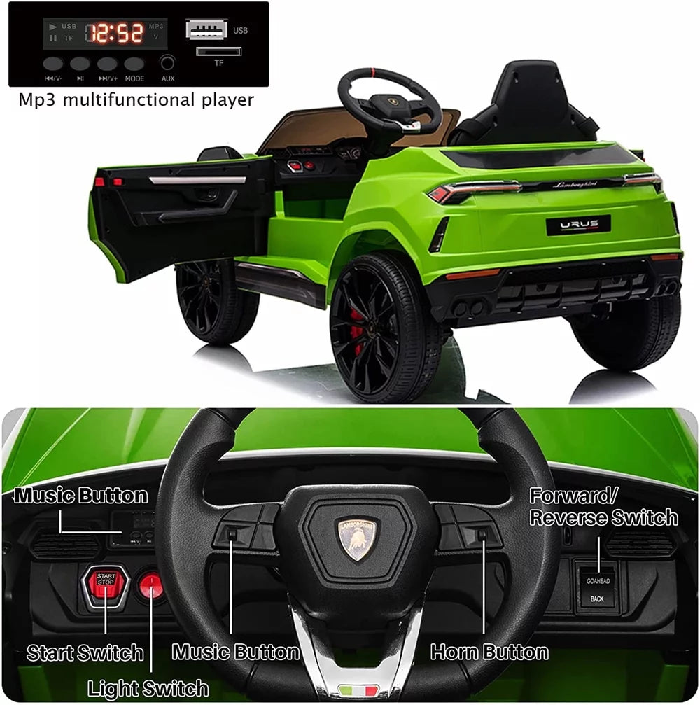 Lamborghini Urus 12V Electric Powered Ride on Car Toys for Girls Boys, White Kids Electric Vehicles Ride on Toys with Remote Control, Foot Pedal, MP3 Player and LED Headlights, CL61