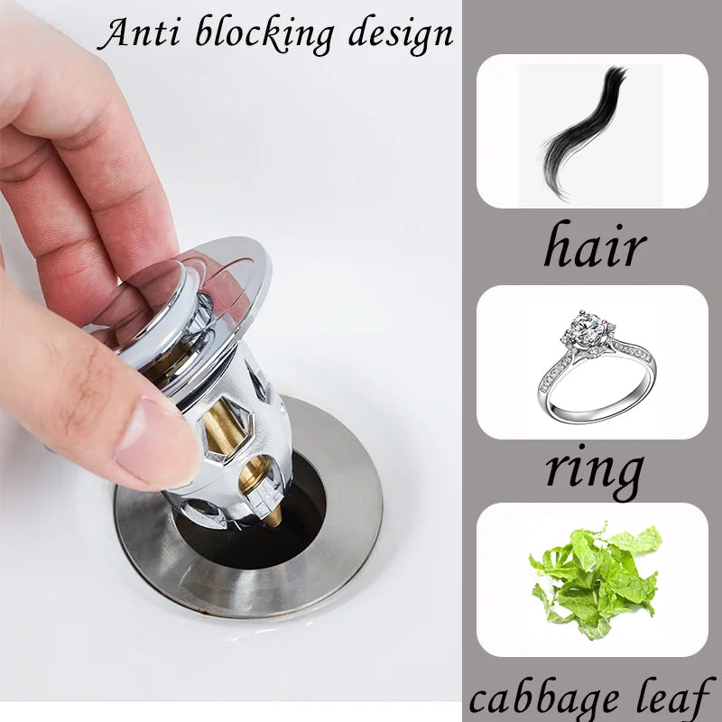 Sink Plug Bathroom Pop up Sink Stopper Universal Pop up Drain Plug Washbasin Sink Stopper Filter Bathtub Basin Cover Strainer